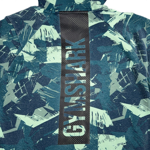 Gymshark Hoodie Adult LARGE Green Camo Abstract Pullover Performance Athleisure - Picture 3 of 10